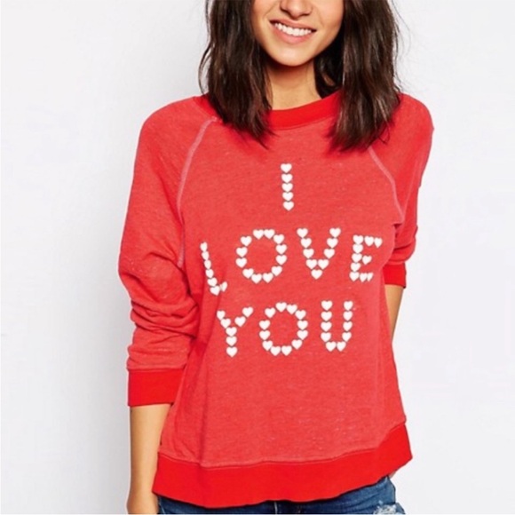 Wildfox ‘I Love You’ Crewneck Pullover - Picture 1 of 4